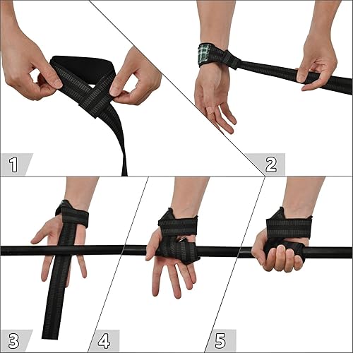 Miniatura 4 de Green Square Lifting Wrist Straps for Weightlifting, Bodybuilding, Strength Training Padded Neoprene