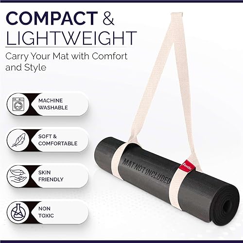 Miniatura 3 de Correas para esterilla de yoga 2 en 1  Algodón  Correas antideslizantes ajustables para yoga, pilates, estiramiento, para llevar esteras