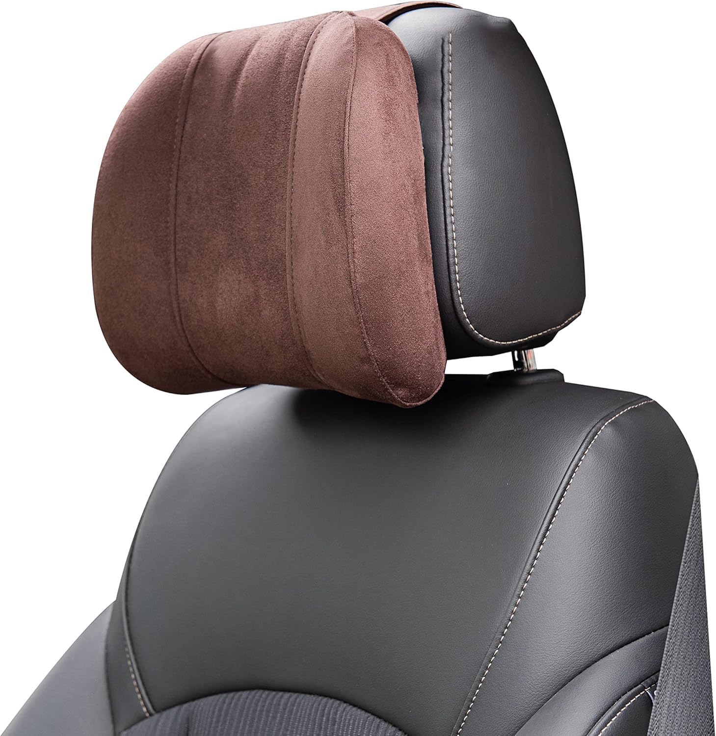 MAYUEJUNHAO Car Seat Headrest Pillow for Toyota Avensis Sedan (T270) 2009-2018, Side Sleeping Neck Support Pillow Height Adjustable Flip-Up Design Premium Suede Travel, brown