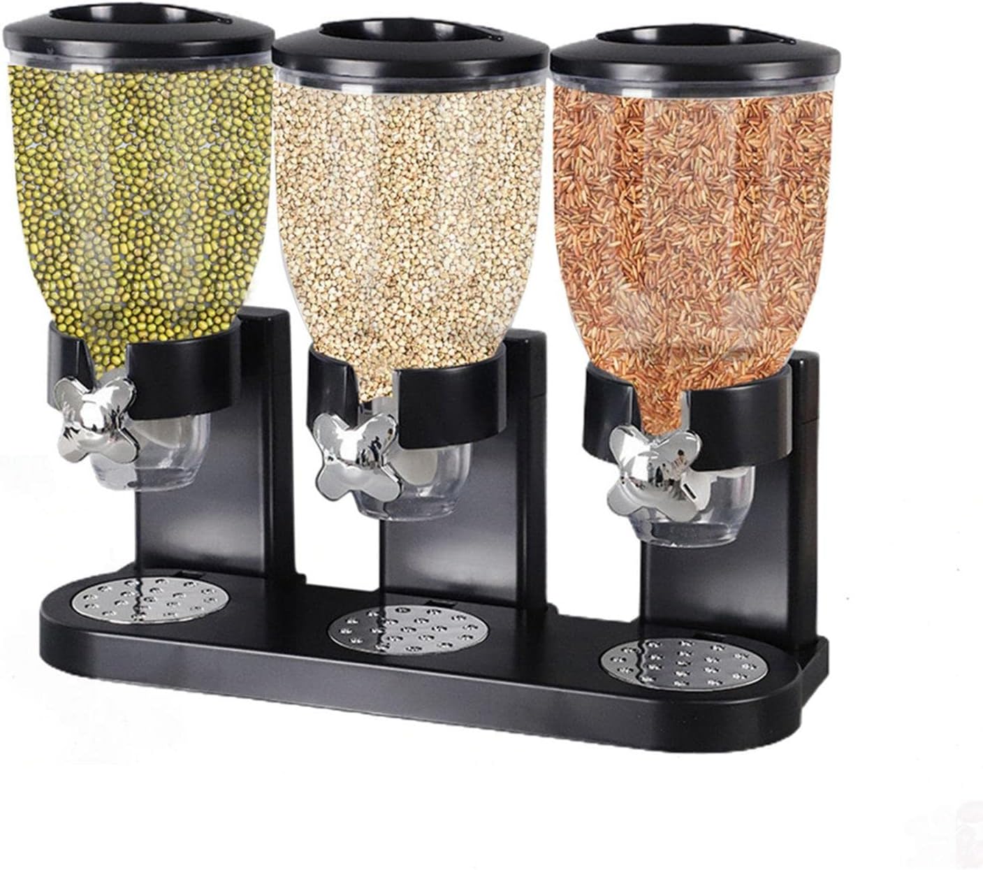YIQAO Triple Canister Cereal Dispenser Countertop, Easy To