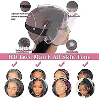 Vista 6 de Luminary Pelucas de cabello humano ondulado con encaje frontal transparente HD de 13 x 6 pulgadas, cabello humano ondulado de 24 pulgadas, densidad