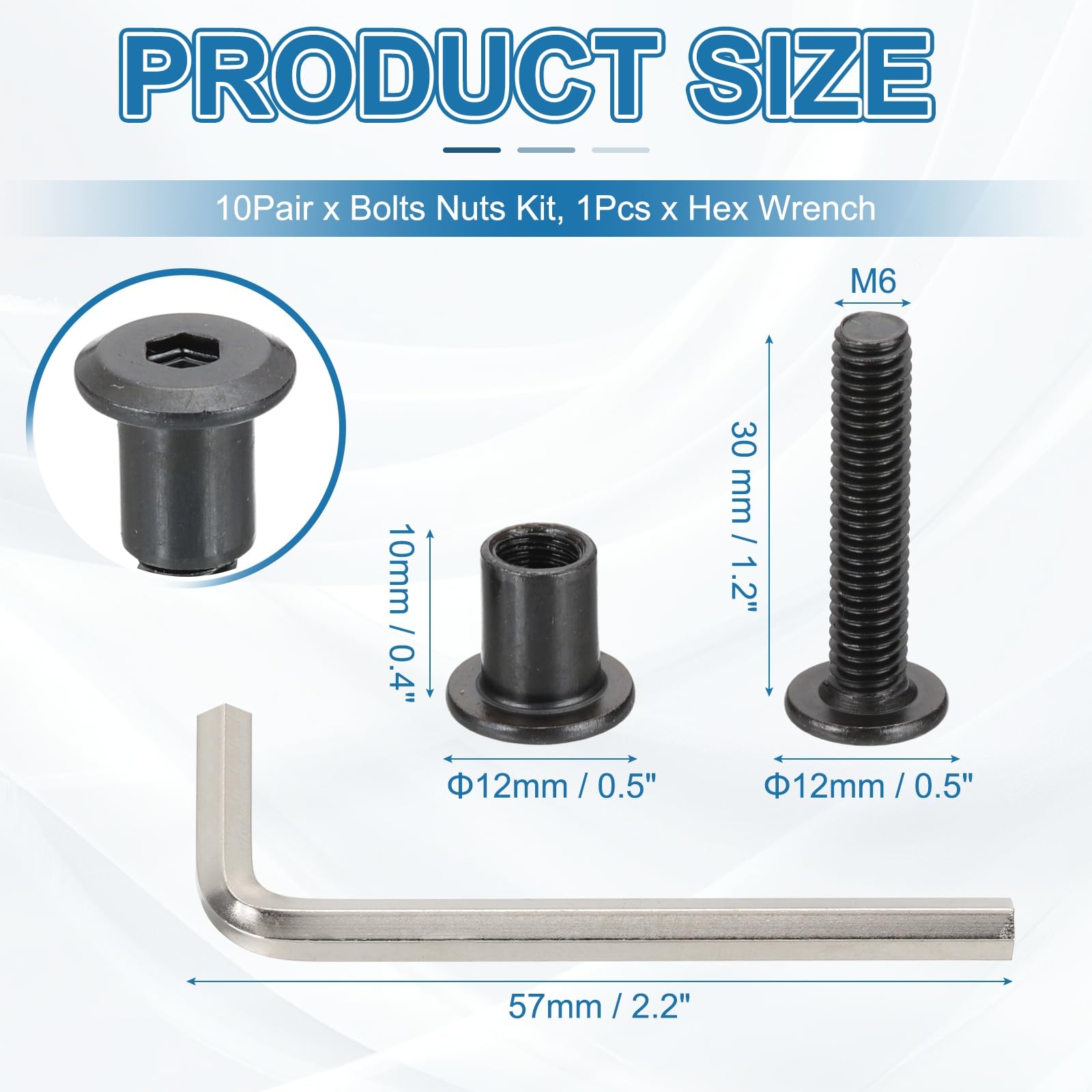 PATIKIL M6x30mm Hex Drive Socket Cap Bolt - Image 2
