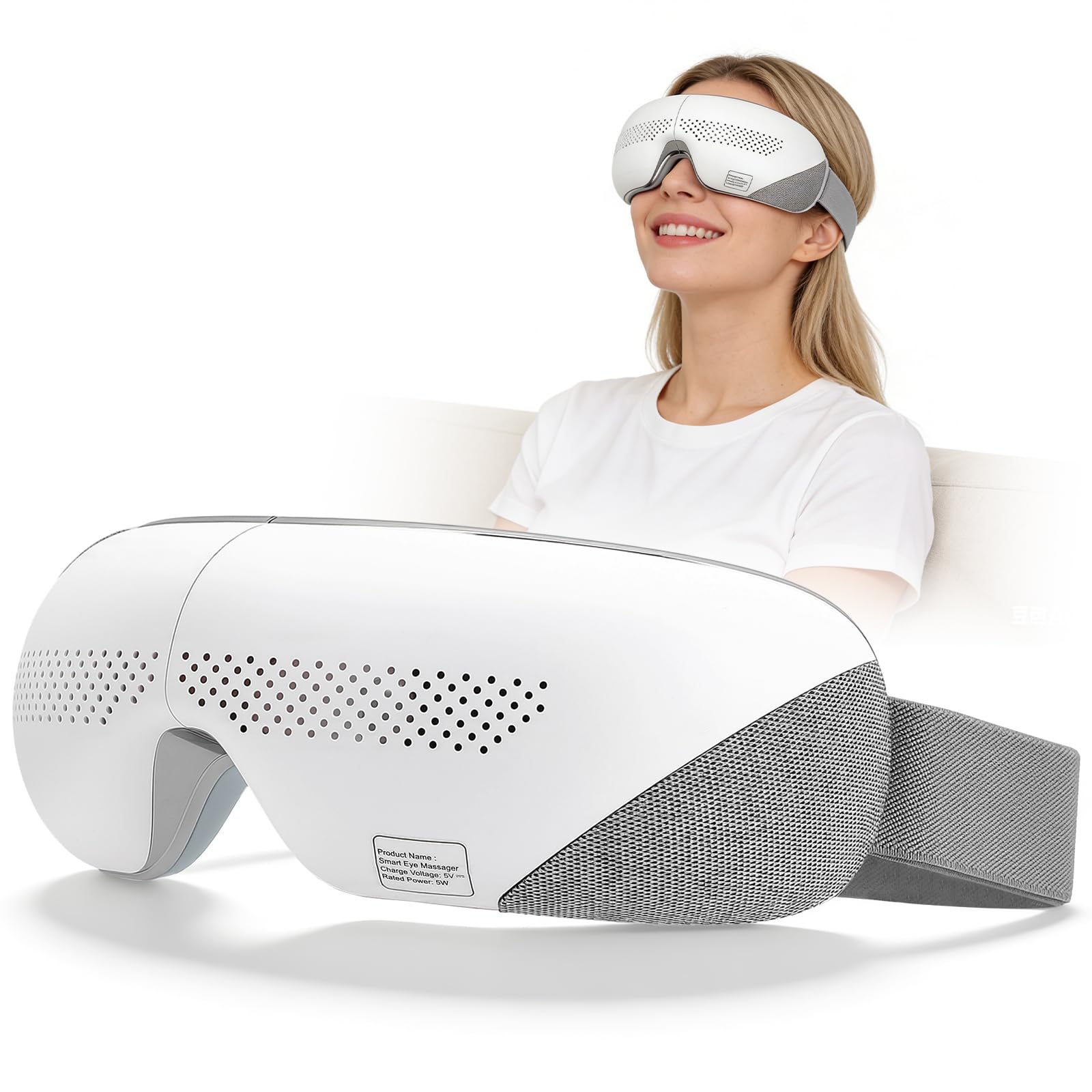Masajeador de ojos con función de calor, recargable, 4 modos de masaje para aliviar el dolor ocular y mejorar los ojos secos
