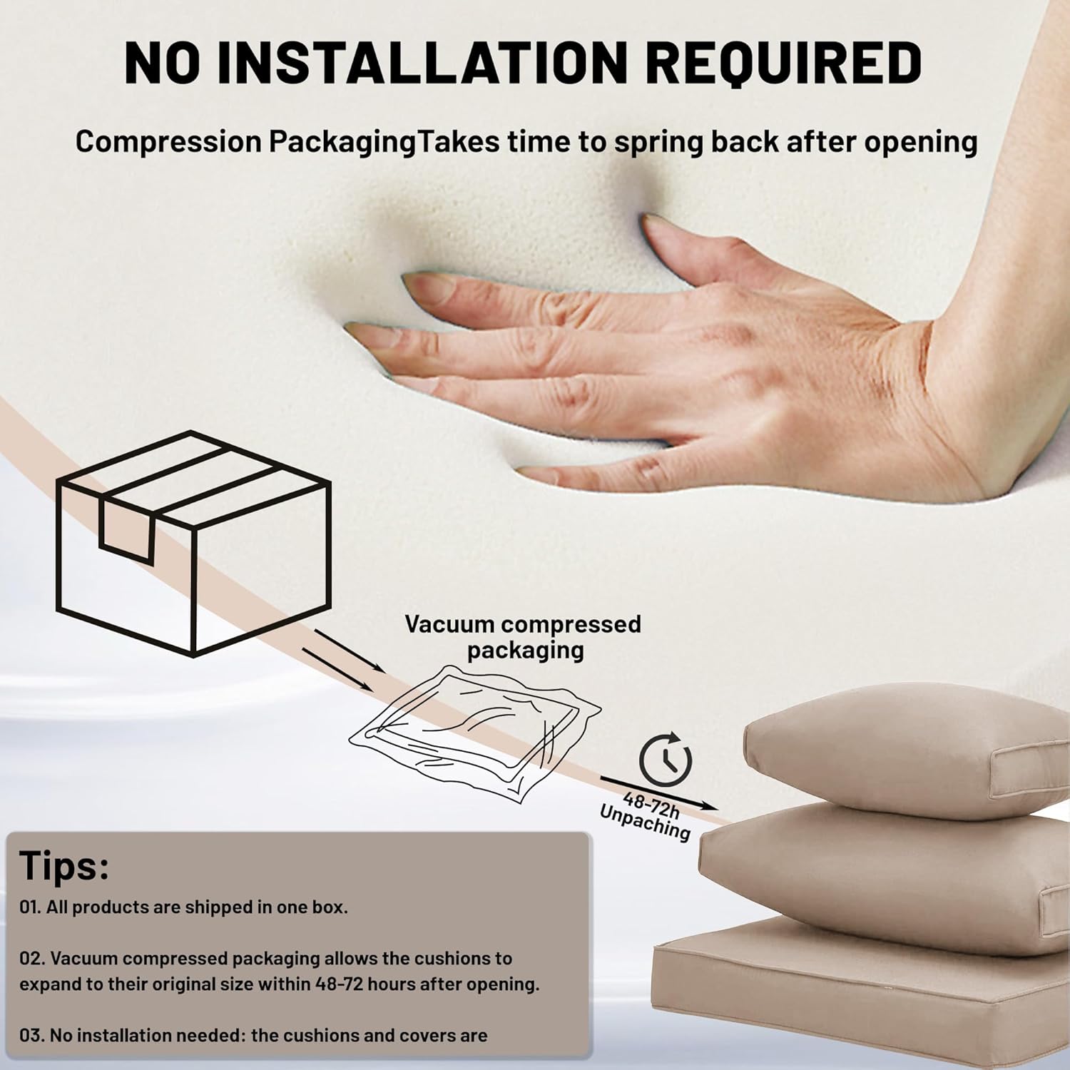 14 Piece Outdoor Sectional Cushions, Water-Resistant Outdoor Sofa Cushions Replacement, 4" High Density Foam Patio Furniture Cushions Fits 6-seat Rattan Conversation Set (Khaki)