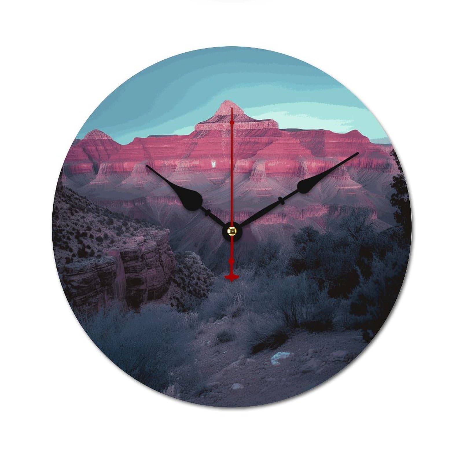 Horloge murale moderne bois 30 cm Grand Canyon sans cadre salon bureau