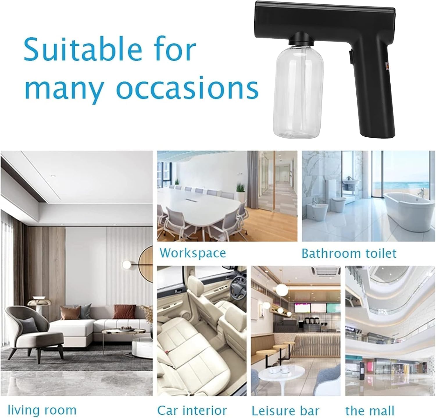 Electric Mist Atomizer Sprayer Gun - 250ml Handheld Portable Rechargeable Fogger, Wireless Fine Particle Sprayer Gun Nanometer Machine for Home, Office, School, Hotel - Image 7