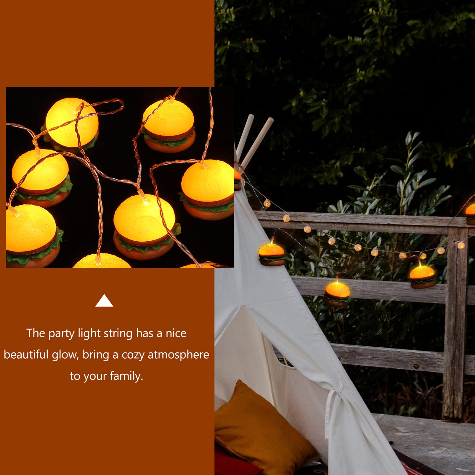 OSALADI 1ensemble Guirlande Led Forme De Hamburger Lampes Pour Décoration De Fête Chambre Garçon Fille Salon Et Restaurant Fonctionne Avec Piles Non Incluses Ambiance Chaleureuse Et