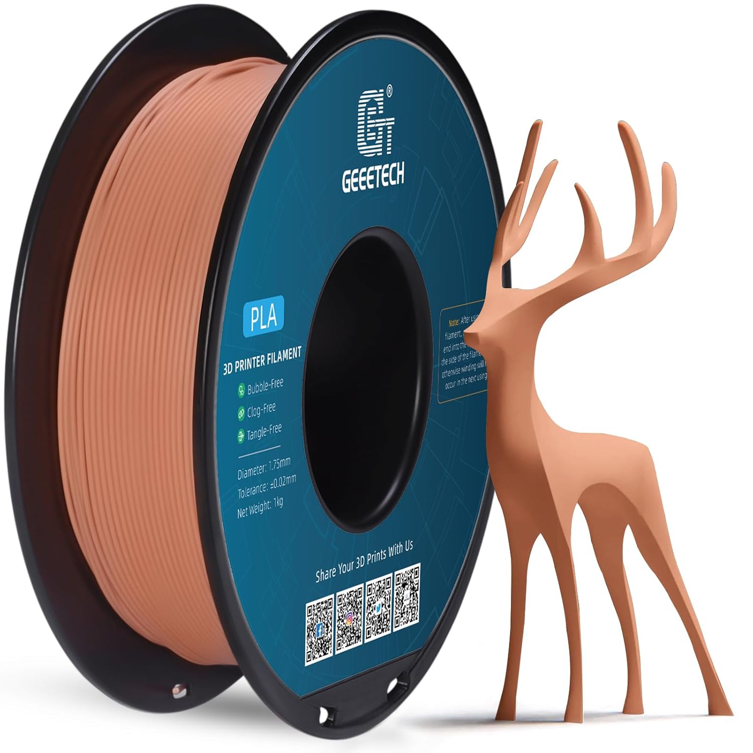 GEEETECH Matte PLA Filament 1.75mm, Orange PLA Matte 3D Printer Filament 1kg Spool (2.2lbs), Dimensional Accuracy +/- 0.02 mm, 1.75 PLA Filament Matte 3D Printing Filament