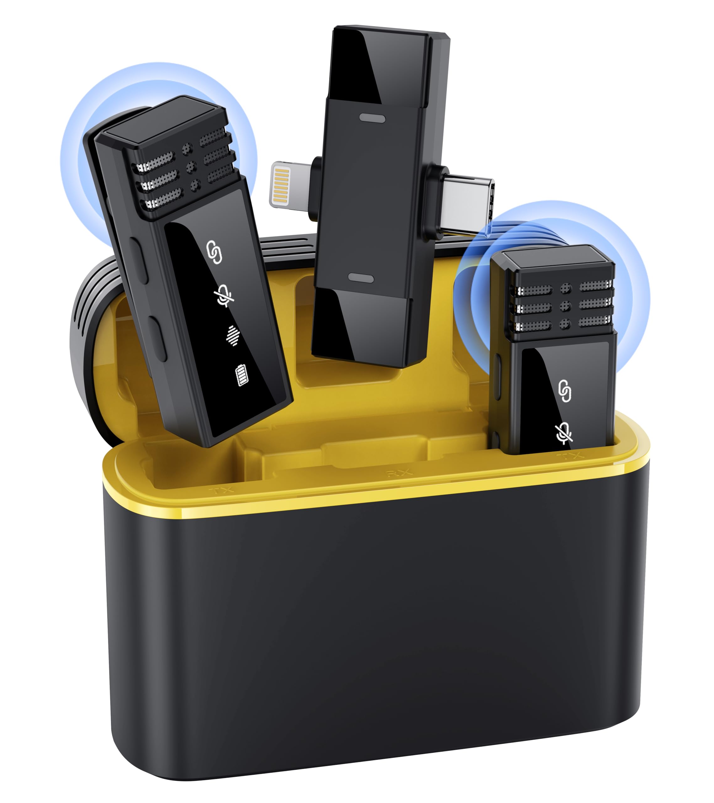 Microfono Inalambrico para iPhone, Micrófono Lavalier Inalámbrico Bluetooth Plug-Play para Grabación de Video, Portátil, Podcast, Vlog, Youtube/TikTok (iOS&USB-C/2 Mic M1)