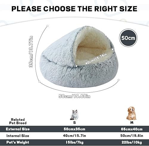 Miniatura 5 de YUDANSI Camas relajantes para gatos de interior  Cama pequeña lavable para gatos de 20 x 20 pulgadas, soporte integrado, estable y no colapsada,