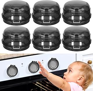 Gas Stove Knob Covers – Heat-Resistant Baby Proof Stove Knob Covers, Universal Size Gas Stove Knob Locks, Stove Child Proof Knobs with Adhesive, Stove Safety Guard for Kids Toddler Pet(6 Pack)
