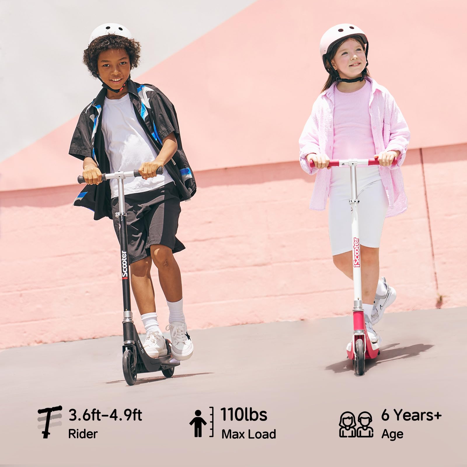 iScooter Patinete eléctrico para niños con Ruedas Delanteras LED, Patinete eléctrico iK1S para niños de 6 a 10 años, Rango de 7 km, 15 km/h, Luces LED Coloridas, Carga rápida de 3.5 Horas, Altura