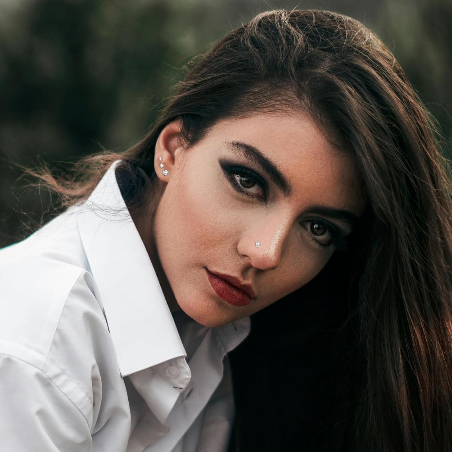 12Pcs Nose Rings Studs 18G 20G 22G Straight Nose Studs Surgical Stainless Steel Nose Rings for Women Hypoallergenic Nose Bone Studs Cubic Zirconia Lip Rings Nose Piercings Jewelry 1.5mm-4mm - Image 5