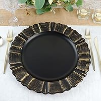 Vista 47 de Efavormart 6 Pack 13" Gold Acrylic Plastic Dinner Plate Chargers With Gold Brushed Wavy Scalloped Rim