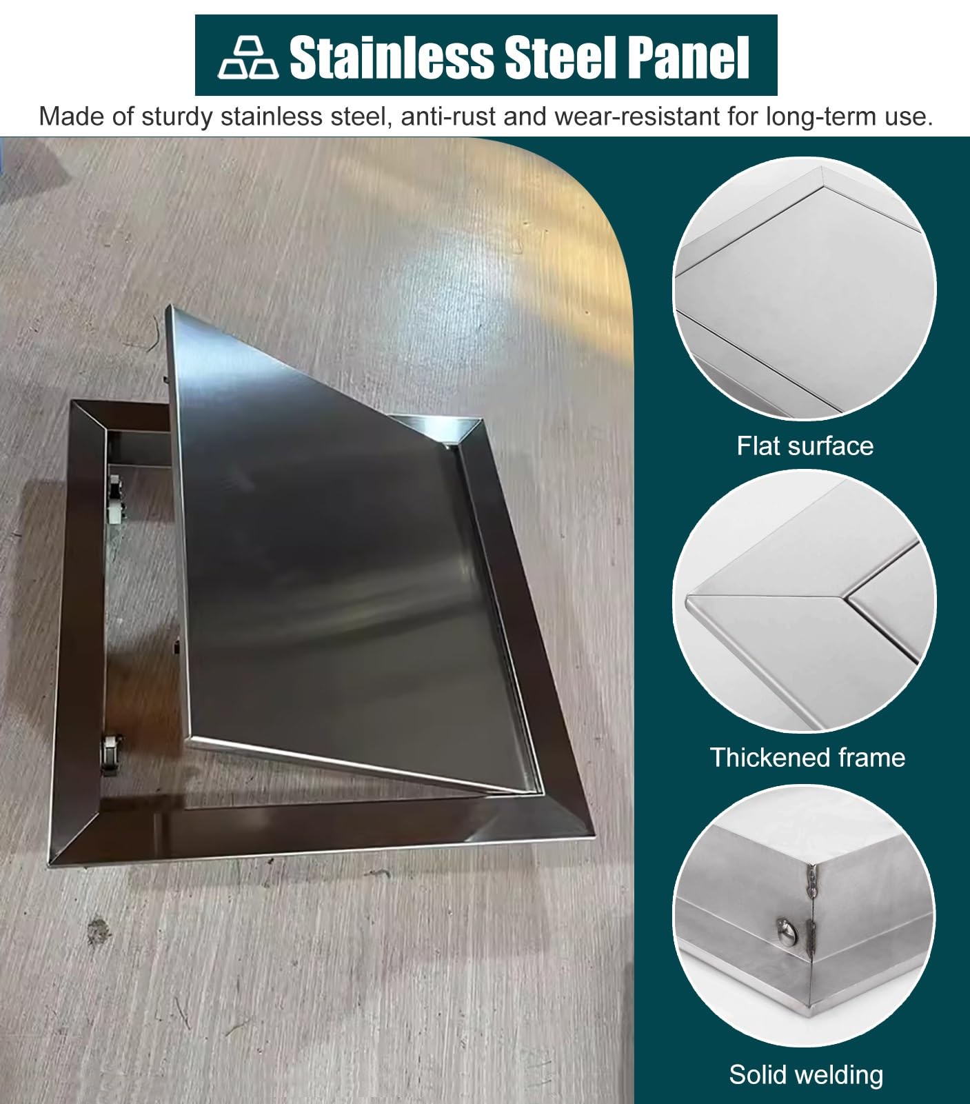 Pannello di accesso al pavimento in acciaio inox, sportello di ispezione push-to-open per un facile accesso a impianti idraulici e di chiusura dell'acqua, copertura per case e aziende, ideale per