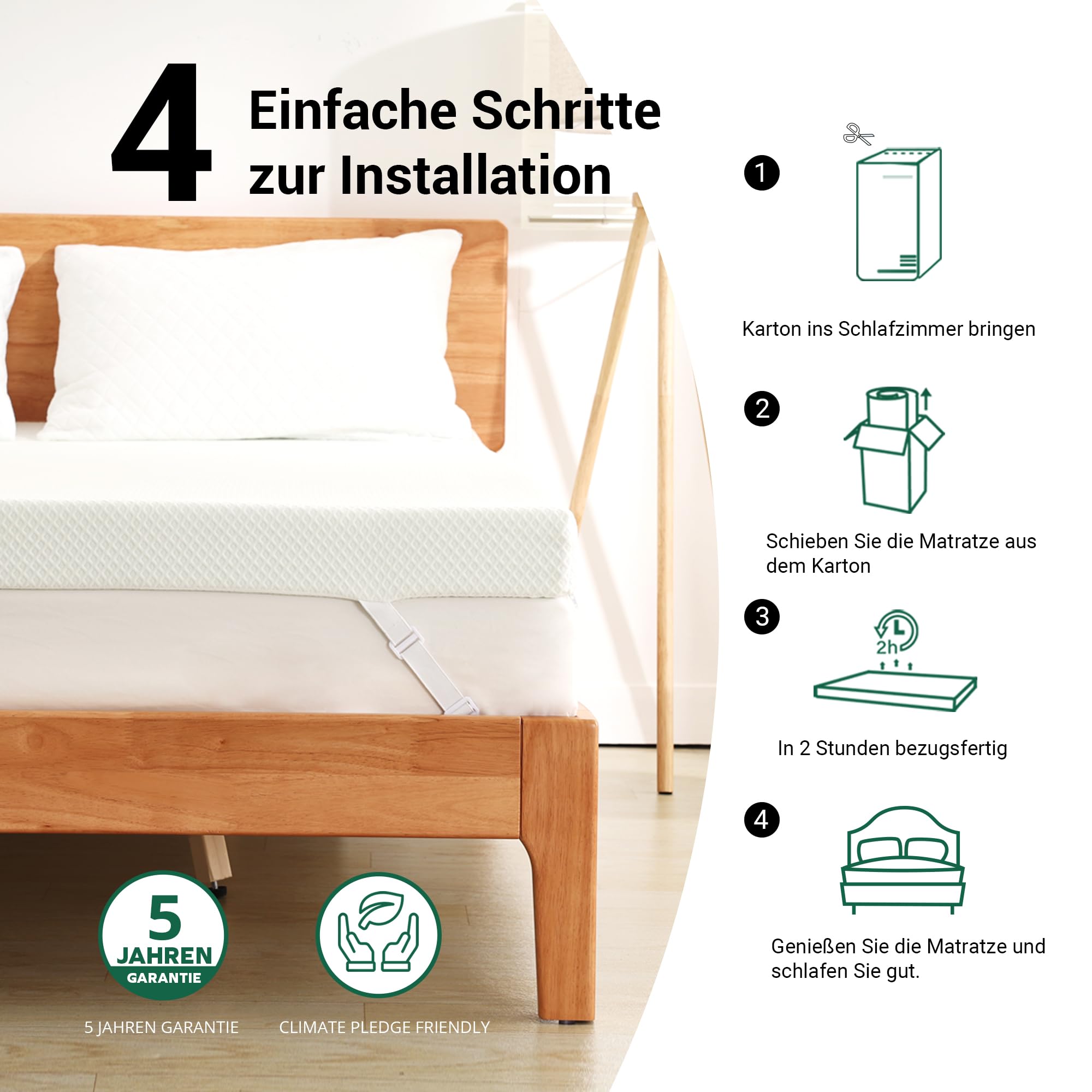 EGOHOME Gel Topper 90x200 cm, 5cm Höhe Matratzen Topper H2 mit Memory Foam, Öko-TEX und CertiPUR Zertifiziert, 90x200cm Matratzentopper für Boxspringbett Schlafsofa