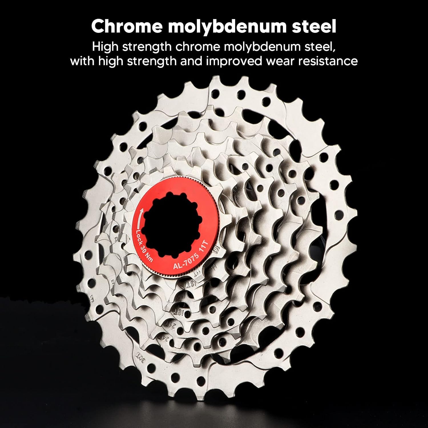 11-28T Bike Sprocket 7 Speed Cassette, Chrome Molybdenum Steel Bike Speed Flywheel with Chain Guide Slot and Mud Discharge Holes for Folding Bike Conversion