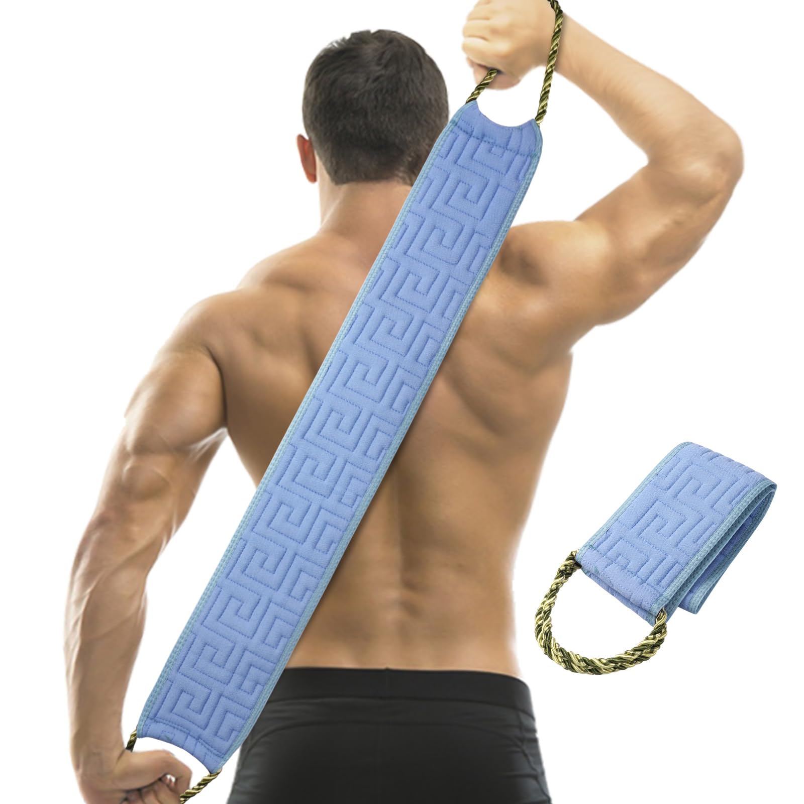 Exfoliating Back Scrubber for Shower 34 Inches Back Scrubber with Handles, Double Sided Body Exfoliator Bath Tool