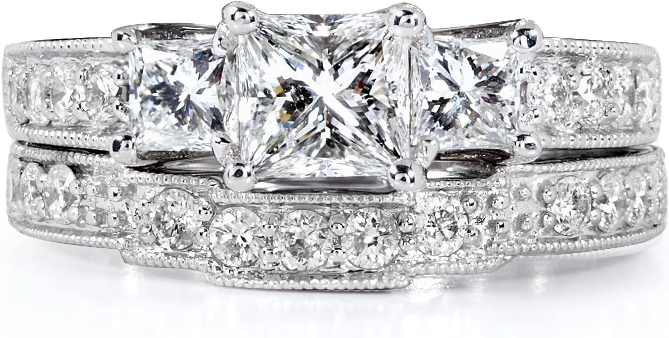 Kobelli Diamond Wedding Ring Set 1 3/5 carats (ctw) in 14K Gold