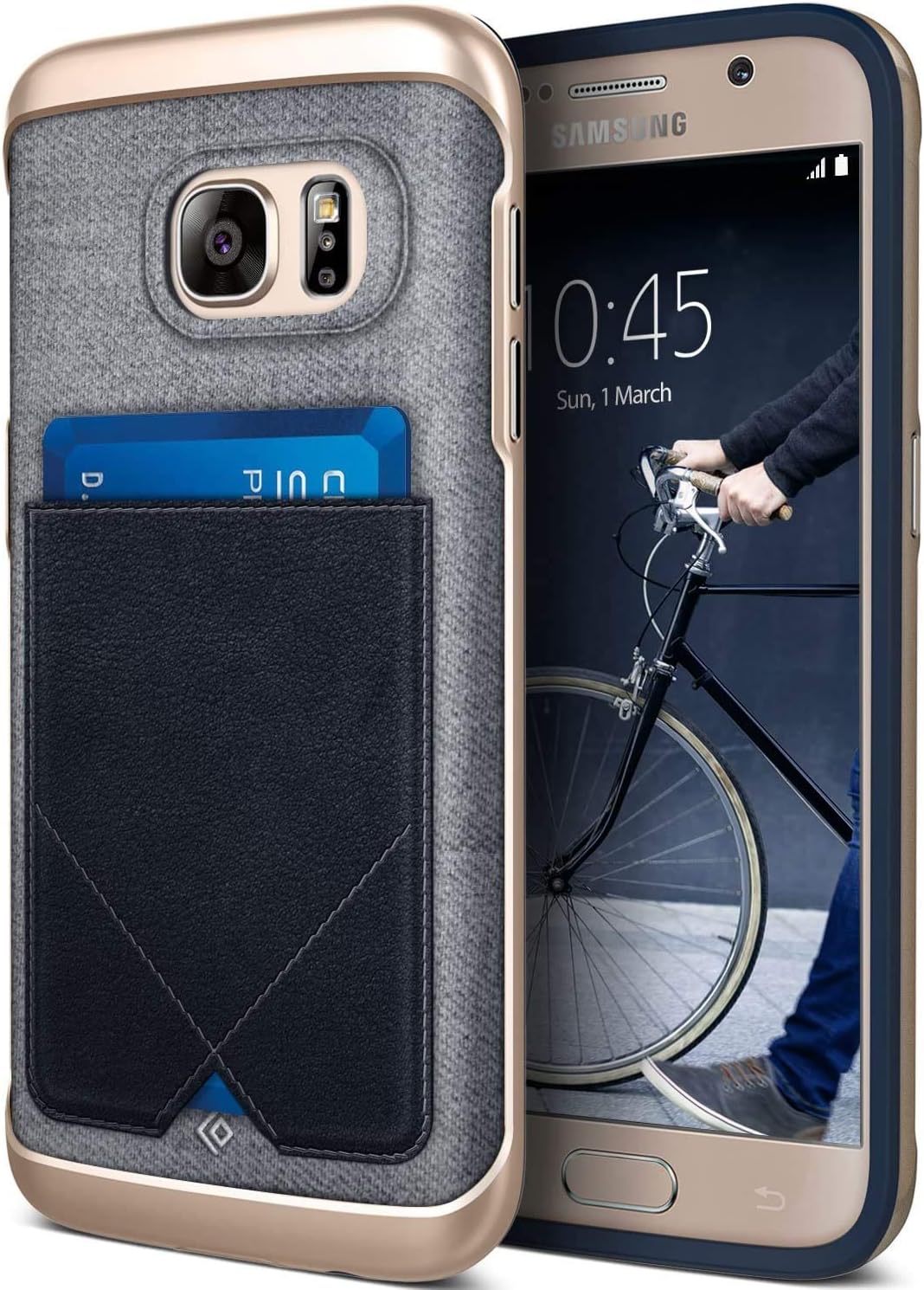 Caseology Messenger for Samsung Galaxy S7 Case (2016) - Leather Card Holder - Navy Blue