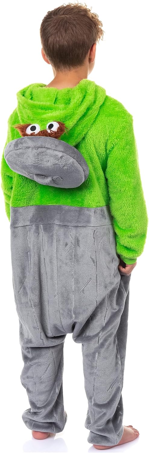 Sesame Street Union Suit Boy's Oscar The Grouch Kigurumi Hooded Pajamas