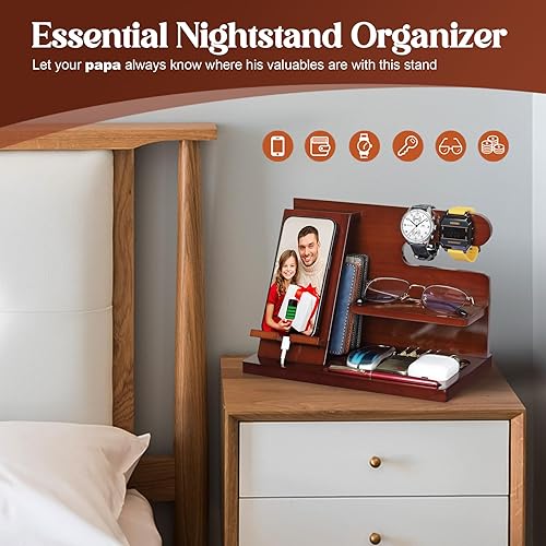 Miniatura 2 de Regalos para papá, rellenos de calcetines de Navidad para papá, estación de acoplamiento de teléfono de madera, regalos de cumpleaños para el día