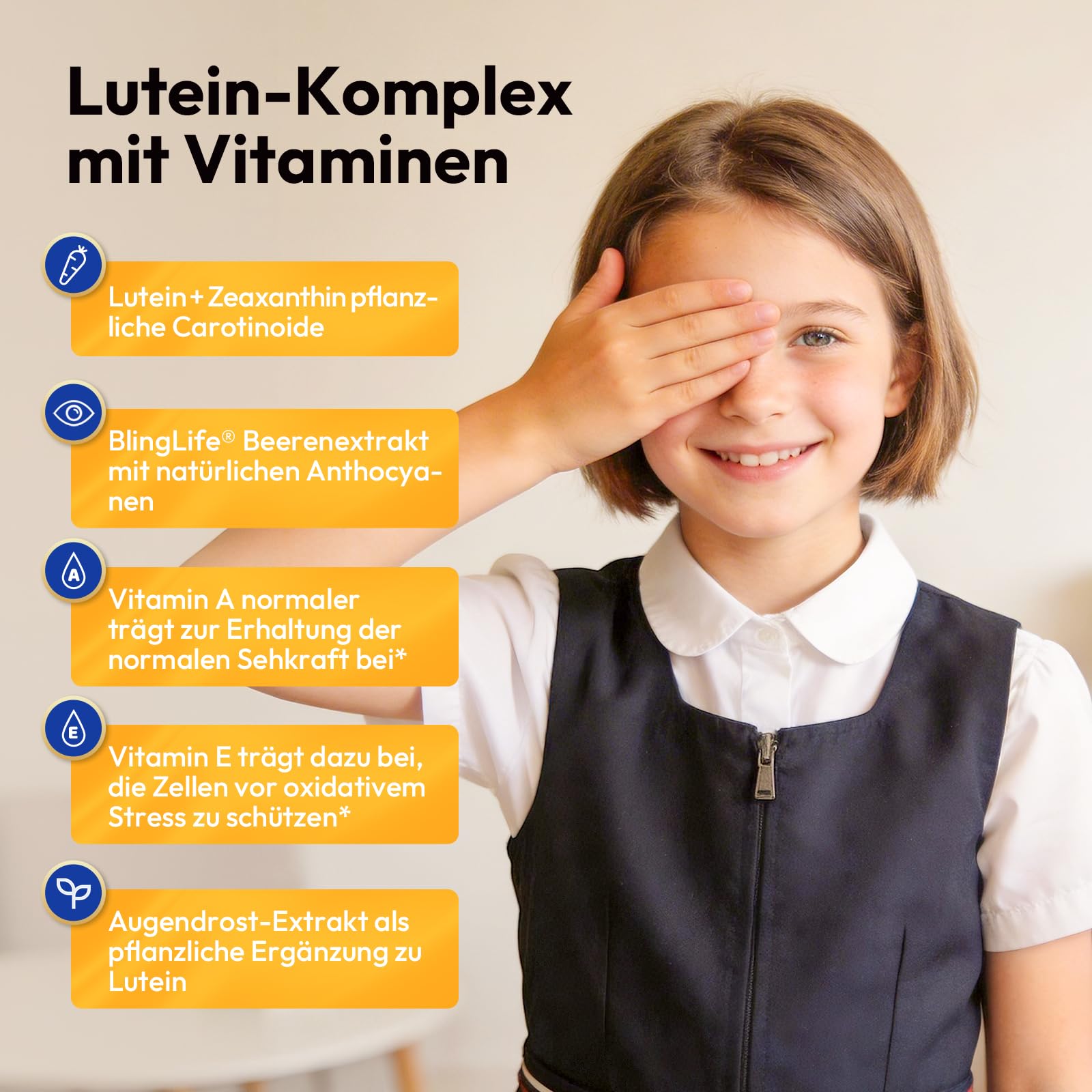 inne® Vision Kids Augenvitamine | mit 10 mg Lutein, 2mg Zeaxanthin, Vitamin A, Beeren- Augentrost-Extrakt | 20 Trinkampullen | Vegan | Nahrungsergänzungsmittel für Kinder ab 10 Jahren & Erwachsene