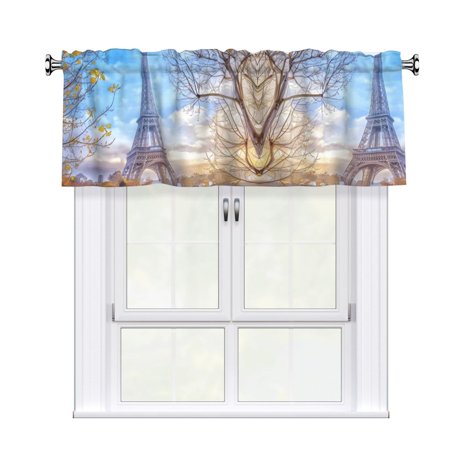 WHJSSF Eiffel Tower (1) Prints Housewarming Gift – Peach Skin Window Valance 54x18 for a Cozy Kitchen Refresh
