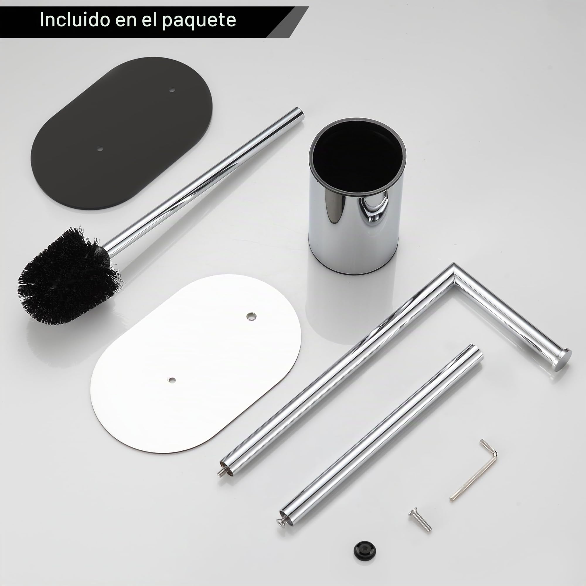 BVL Soporte para Papel Higiénico Y Escobilla Cepillado, Soporte para Papel Higiénico con Escobilla de Acero Inoxidable, Diseño Elíptico Portarrollos de Papel Higiénico de Pie con Escobillero