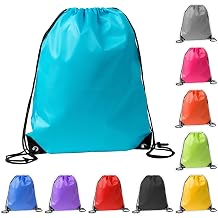 50 Pack Drawstring Backpacks Bulk Durable Nylon String Bags for Gym, Sports & Travel Large Cinch Sack Backpack for Men, Women & DIY Custom 10 Assorted Colors 13.4 x 16.5 Inch