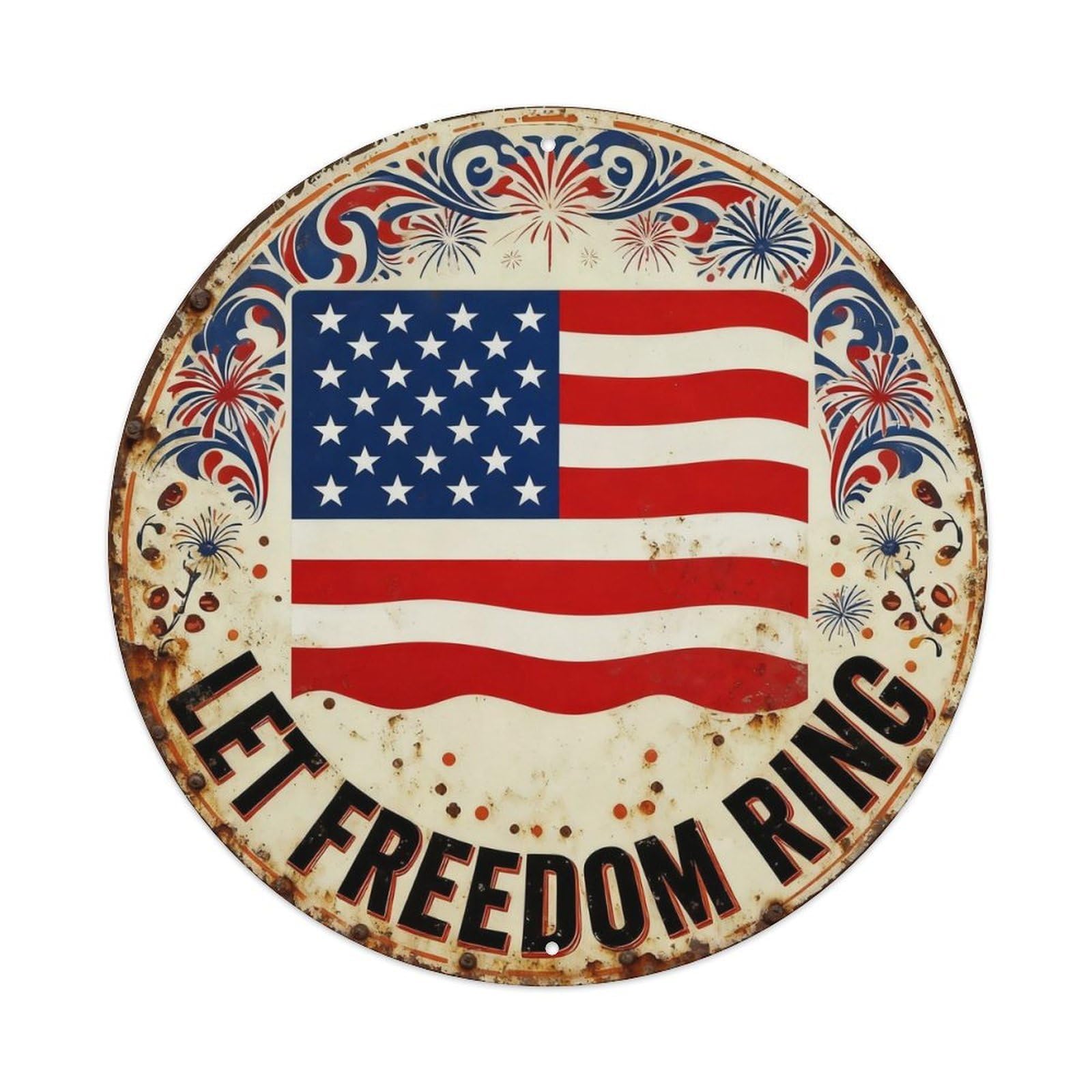 Let Freedom Ring Metal Tin Sign Plaque