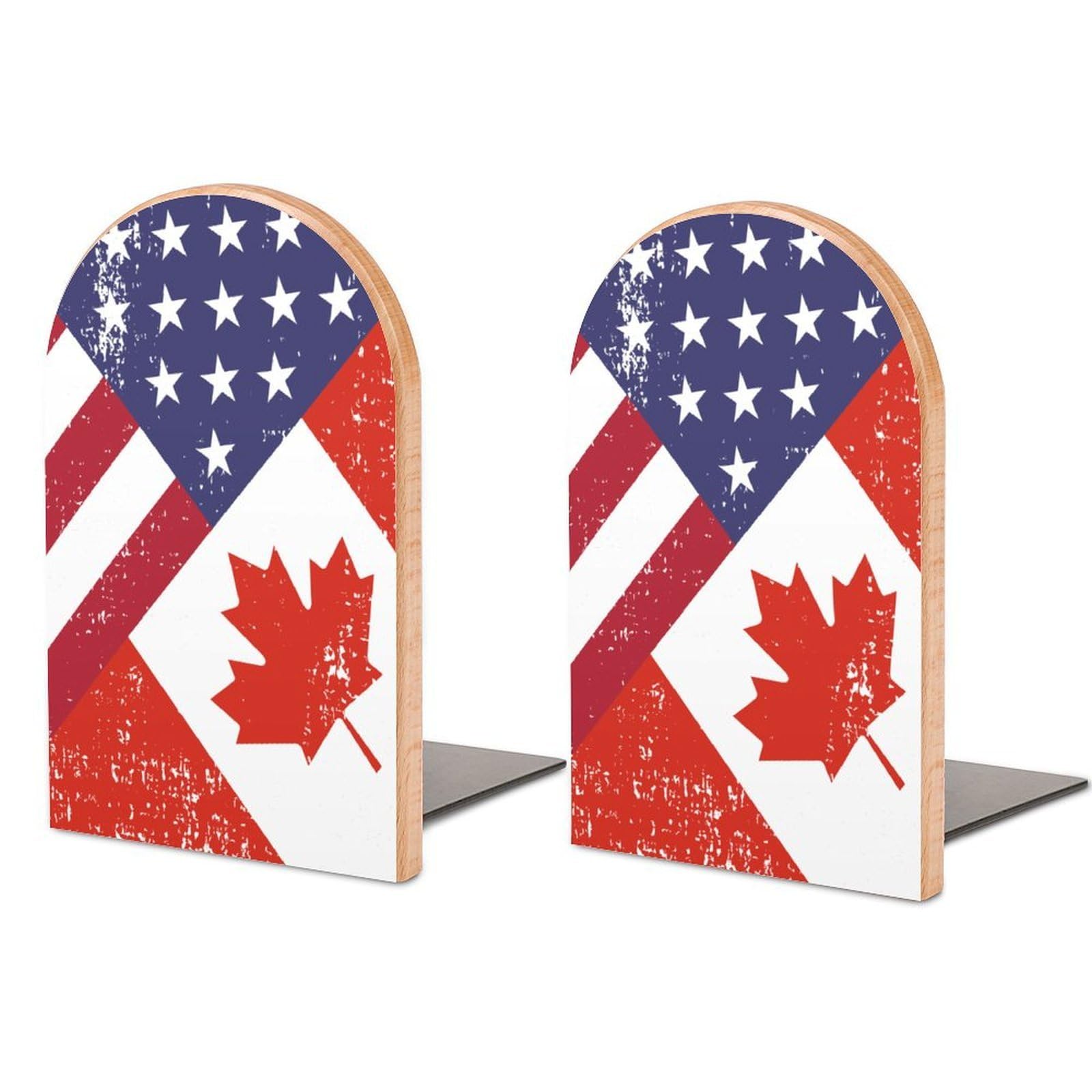 Nclqvjxzkhw Style Retro America Canada Flag Book Ends For Shelves Bookends Bookshelf Holder Stand Books Stopper Home Office Decor