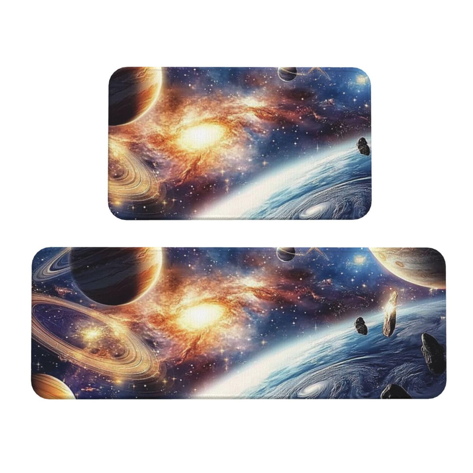 Alfombras de cocina lavables con diseño del sistema solar para un suelo cómodo y seguro