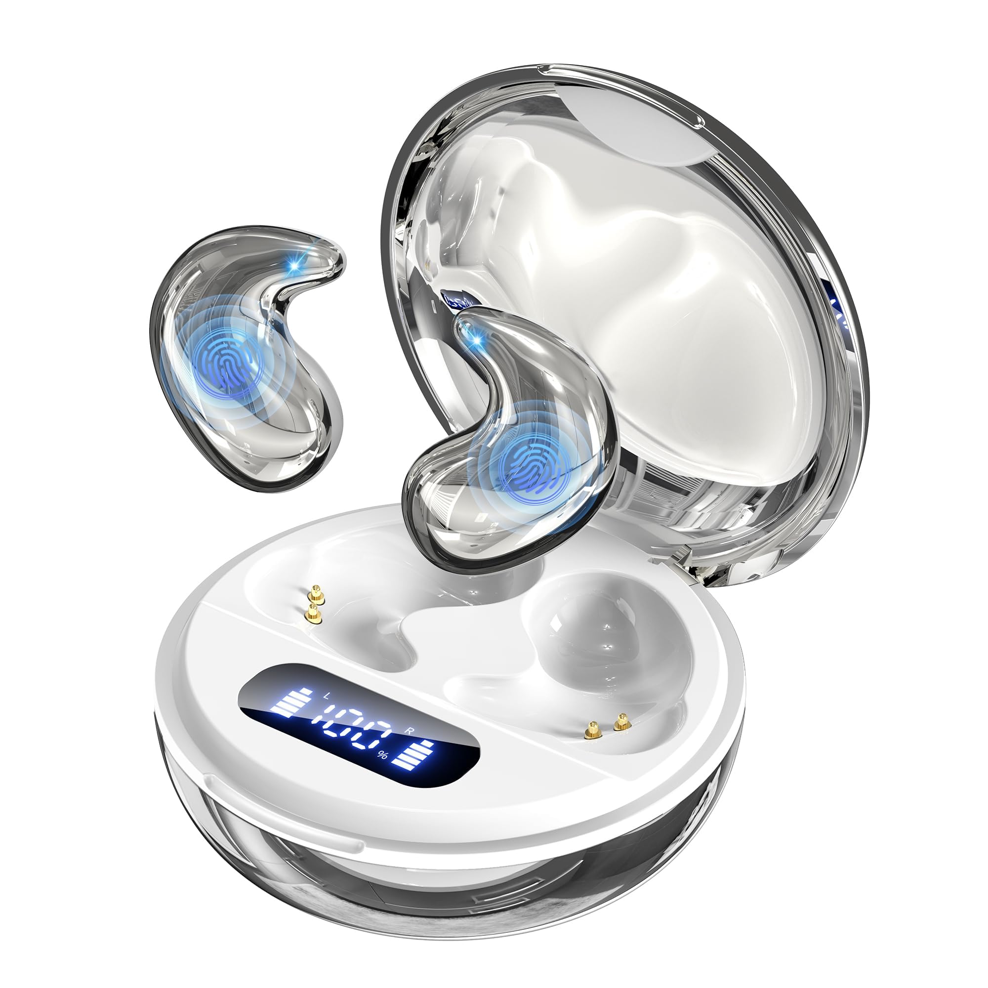 Invisible Sleep Earbuds, 3g Ultra-Light Flat Bluetooth Sleeping Headphones for Side Sleepers, Tiny Hidden Wireless Earphones Without Indicator Lights, White Noise Earbuds for Sleep, Meditation, Travel