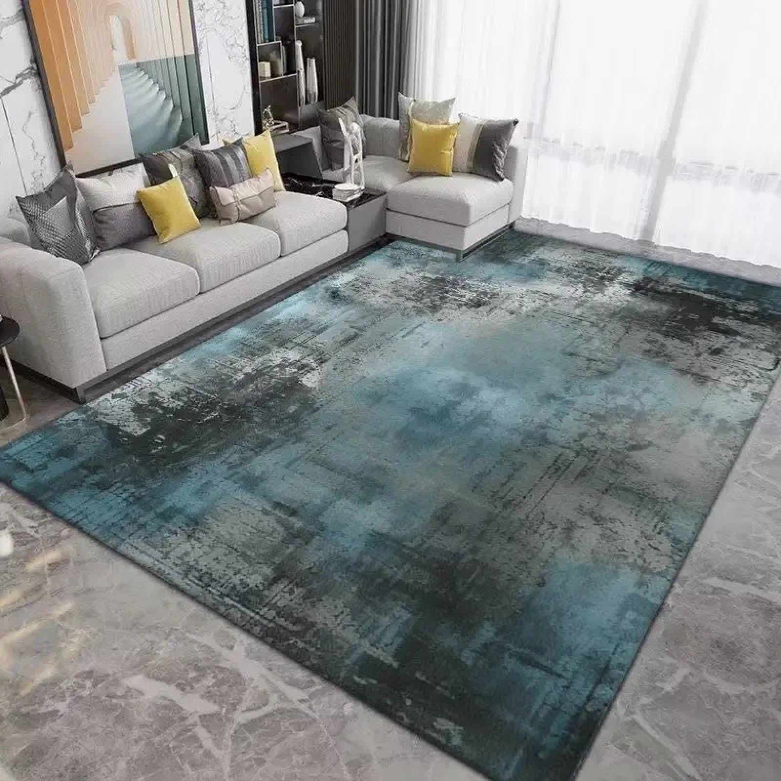 Alfombra de felpa corta JGGXHM abstracta estilo tinta para decoracion de salon exclusivo