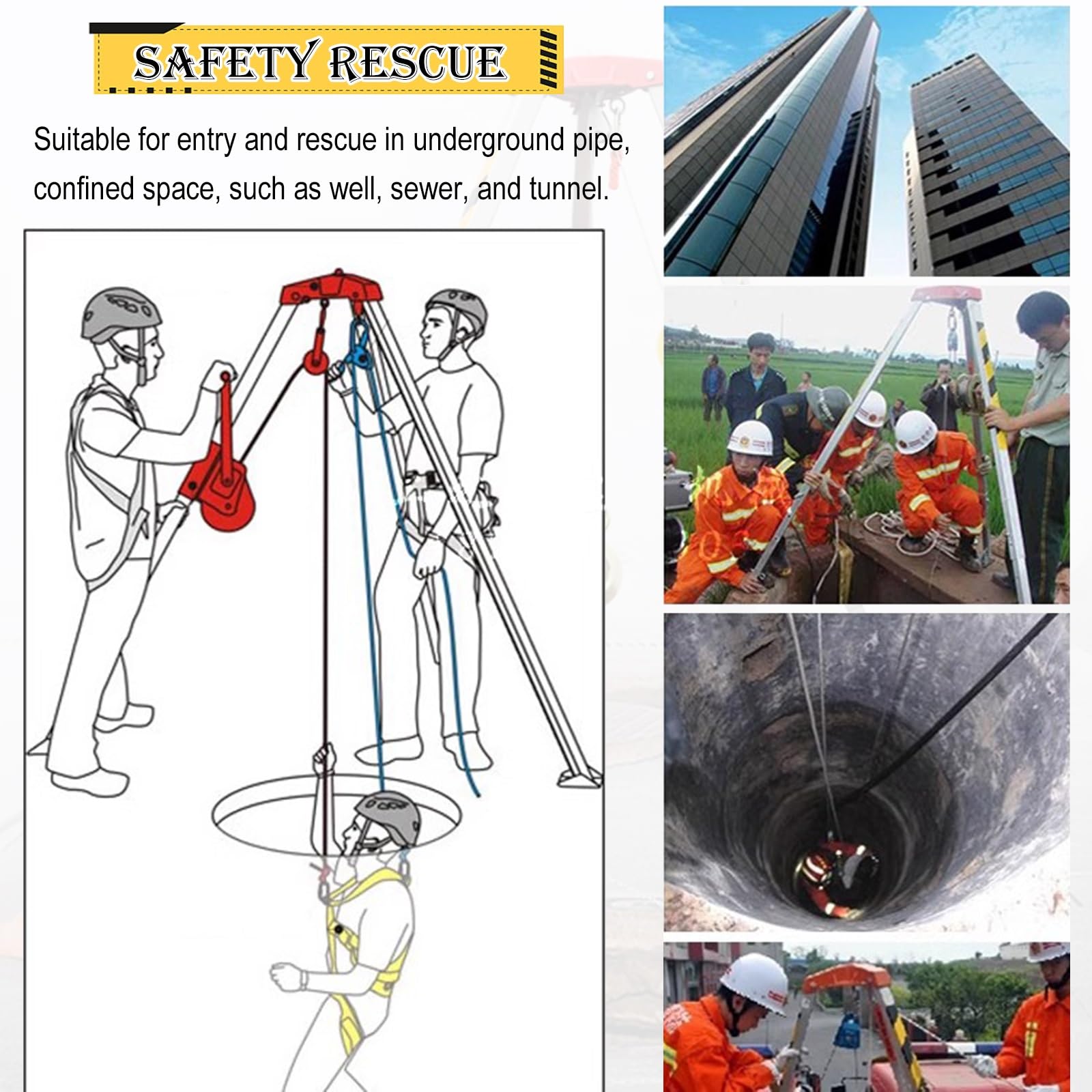 Confined Space Kit Confined Space Entry Tripod Kit 1800 Lbs, Rescue ...