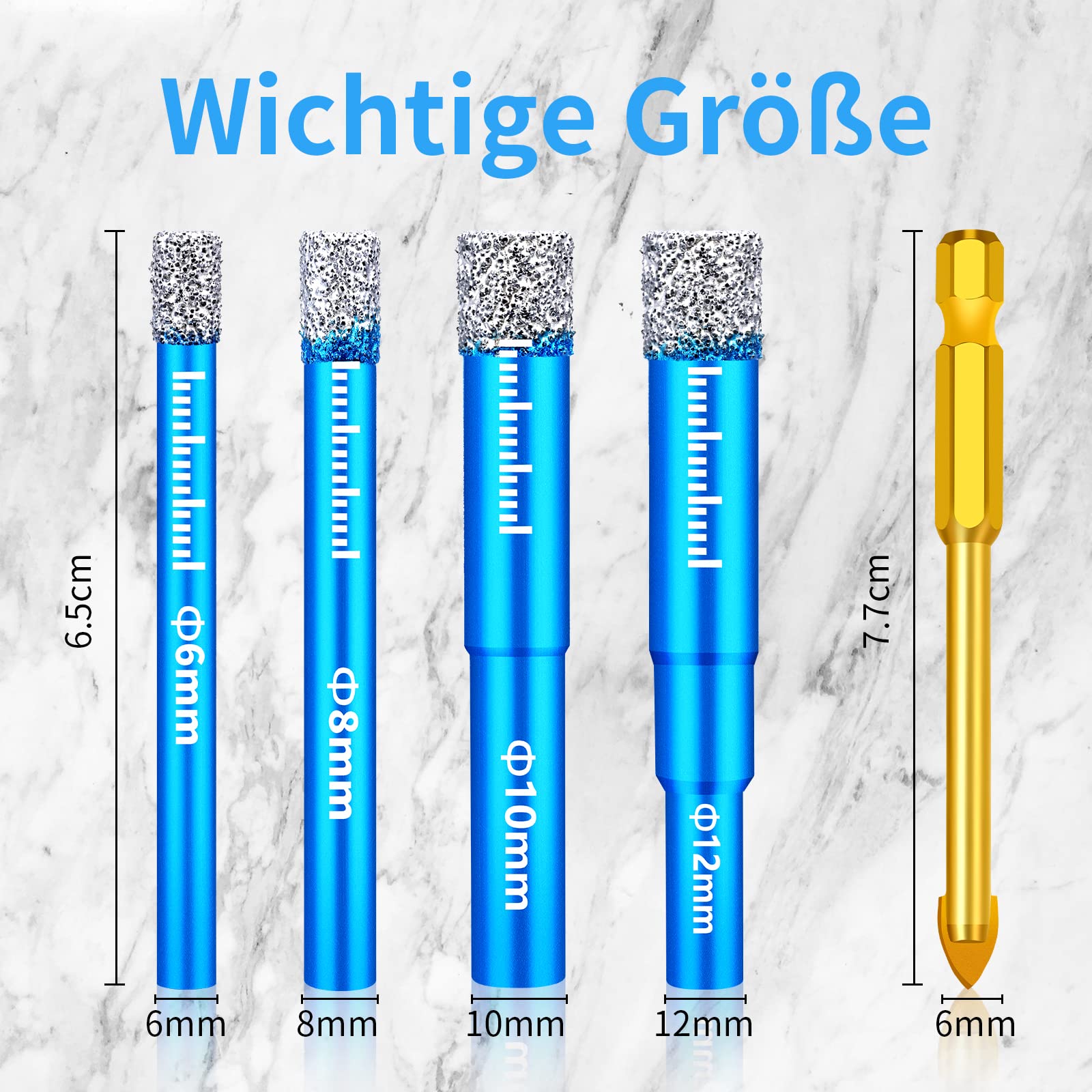 Set porseleinen tegelboren - MINLAYCUT 6/6/8/10mm 6mm diamantboren kit quick-fit zeskantschacht voor keramische tegels marmer porselein Set porseleinen tegelboren - MINLAYCUT 6/6/8/10mm 6mm diamantboren kit quick-fit zeskantschacht voor keramische tegels marmer porselein
