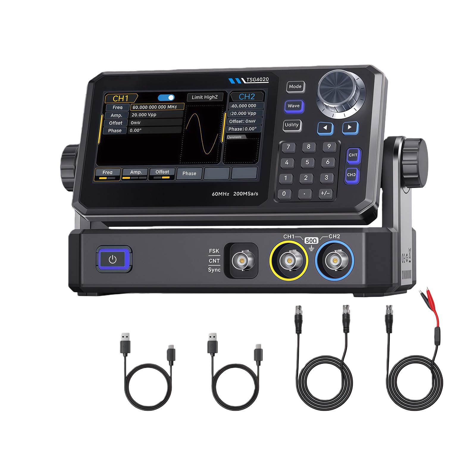 Newft Tsg6020 60Mhz Channel Function Signals Generator For Electronics Testing Function Arbitrary Waveform Signals Generator 200Msa / S Double Channel Touch Display Arbitrary Waveform For Electronics Testing