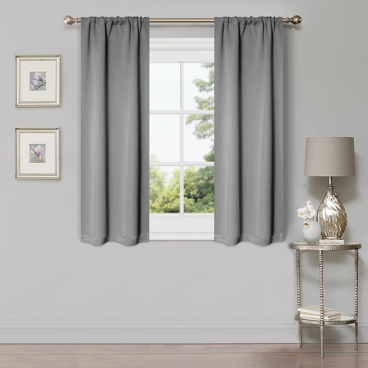 Superior Blackout Curtains, Room Darkening, Bedroom, Living Room Window Accents, Sun Blocking, Thermal, Classic Modern with Rod Pockets or Grommets, Solid Collection, 4 Panels, 26" x 63", Silver