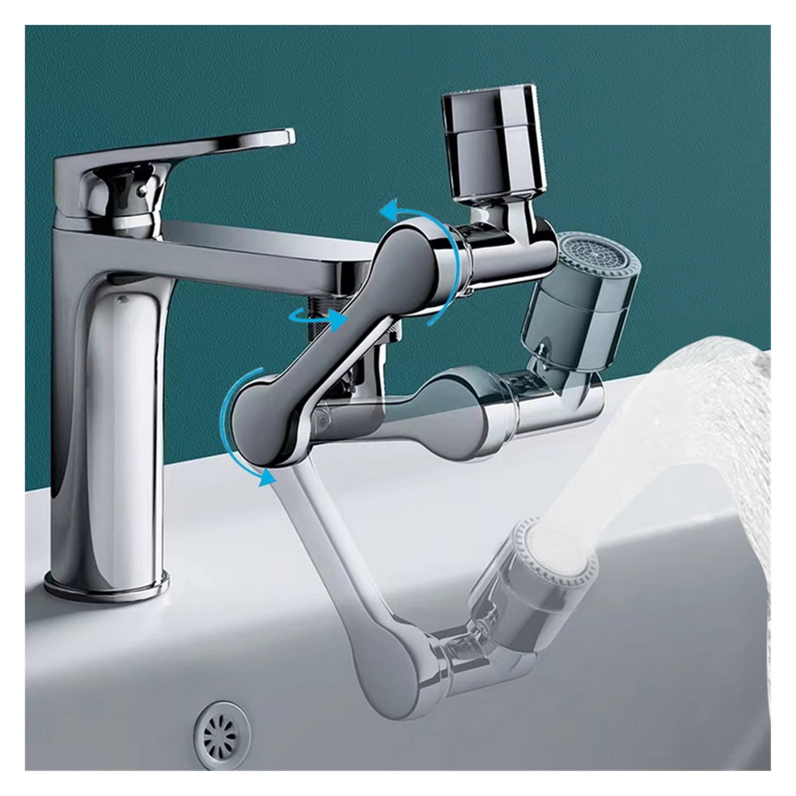 Girar el Grifo Giratorio aireador Universal 1080 ° rotación Extensor Grifo aireador plástico Brazo robótico Filtro contra Salpicaduras Cocina Lavabo grifos burbujeador Boquilla