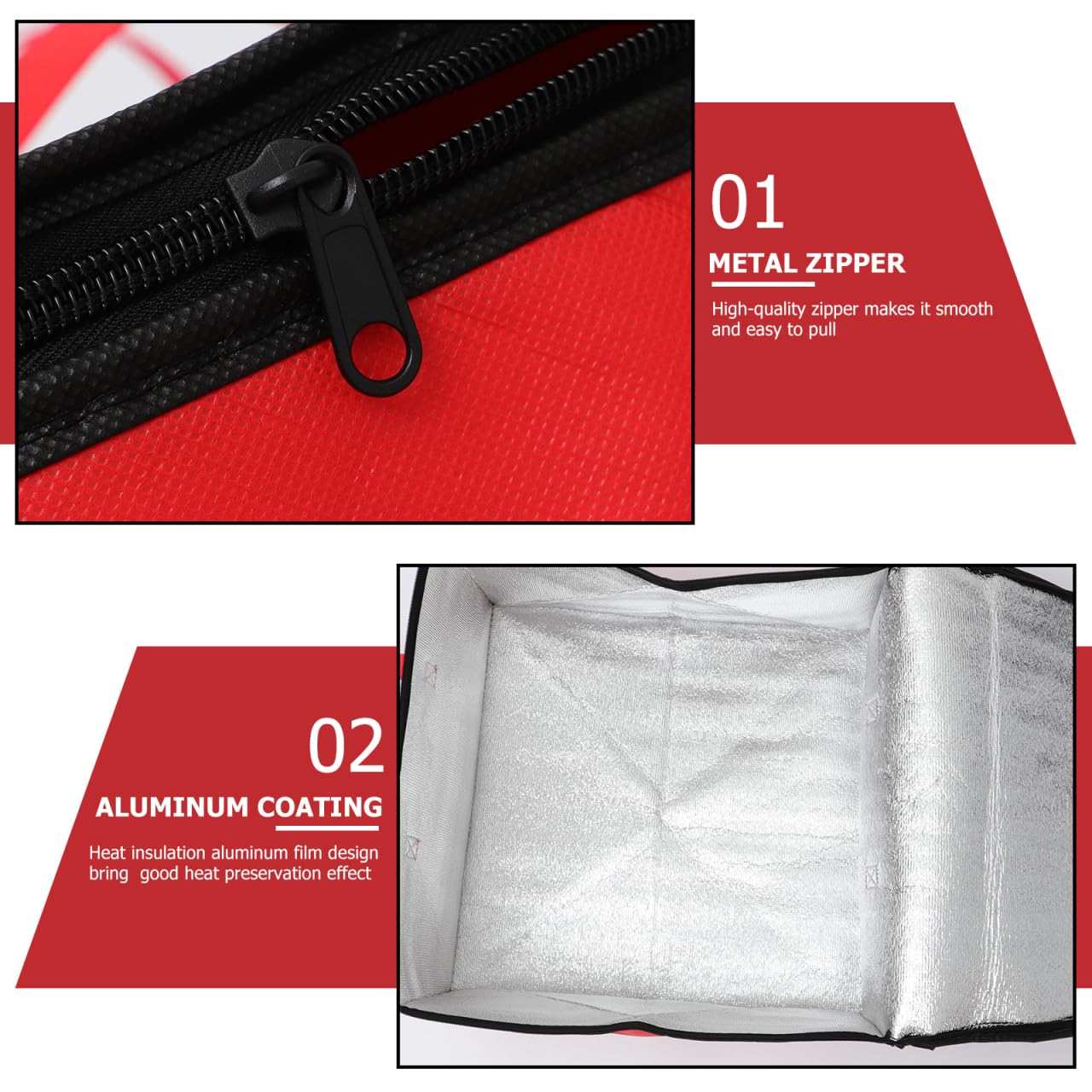 Operitacx Isolierte Kühltasche, Faltbar Lebensmittel Tasche, 44 * 44 * 24cm Pizza Pizza Wärmer, Picknick Kühl Transport für Hot Food Getränk Träger