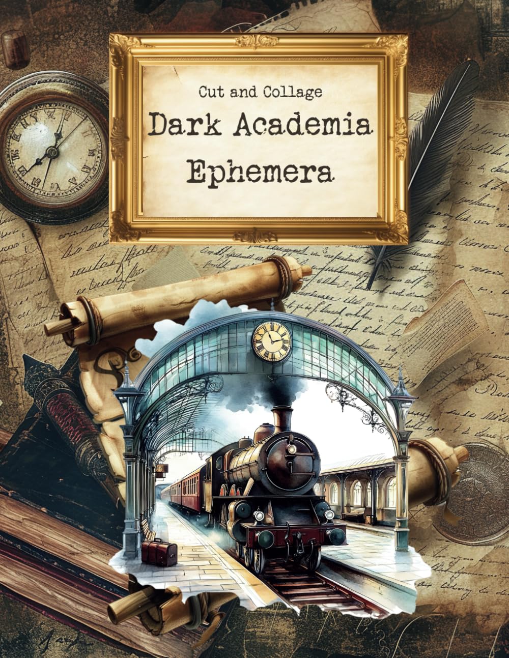 Cut and Collage Dark Academia Ephemera: Desks, Feathers, Bookshelves, Keys, Glasses, Students, Staircases and More for Junk Journals, Scrapbooking, ... Artist Trading Cards, School Art Projects