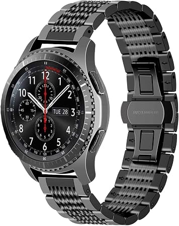 Juntan Compatibile for Galaxy Watch 46mm, Samsung Gear S3 Classic Frontier  Galaxy Watch 3 45mm Cinturino Orologio Maglia di Acciaio Inossidabile 22mm  Chiusura a Farfalla Nera : Amazon.it: Elettronica