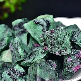 Green Ruby Zoisite Raw Crystals, Large 1.25-2.0 Healing Crystals Natural Rough Stones Crystal for Tumbling, Cabbing, Fountain Rocks, Decoration, Polishing, Wire Wrapping, Wicca & Reiki
