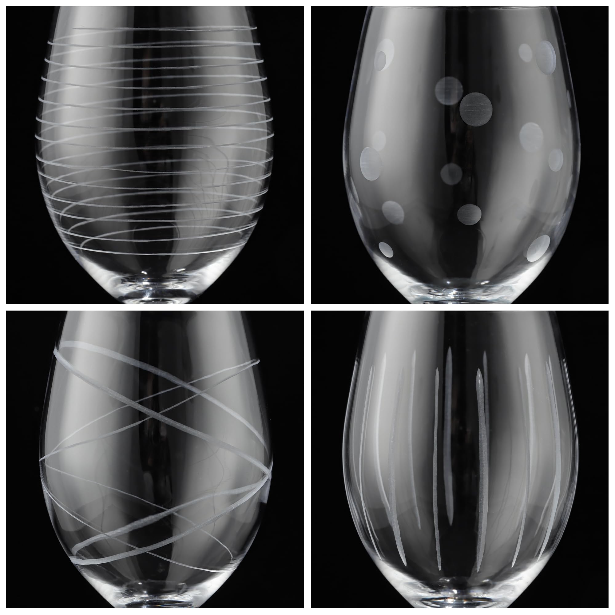 Joeyan Red Wine Glasses - Hand Blown & Etched -4