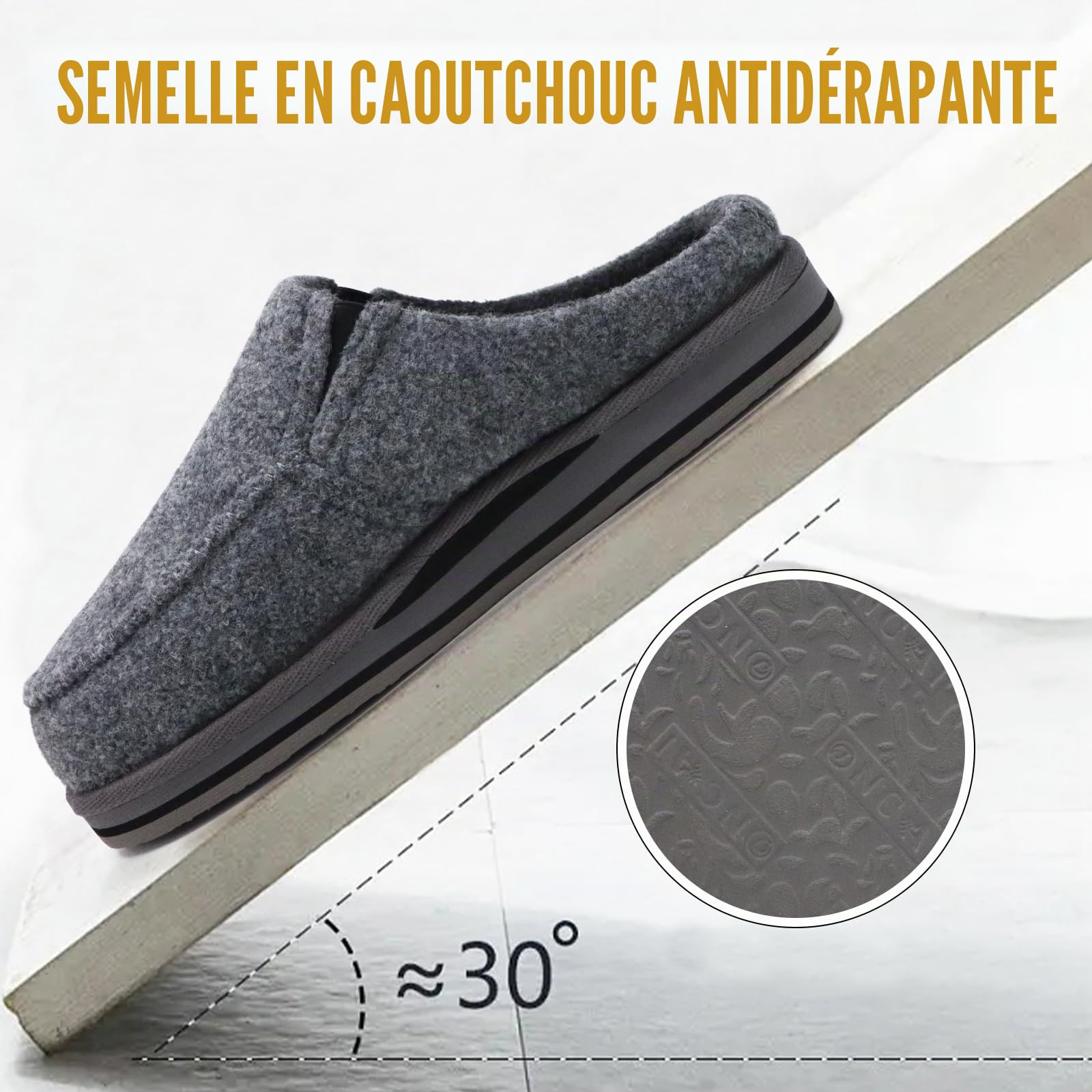 ONCAI Chaussons Homme Confort Peluche Mousse Mémoire Intérieur Extérieur Pantoufles da Maison en Caoutchouc Antidérapantes Taille 40-50