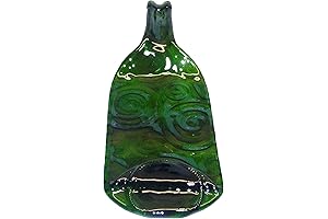 UpCycled Moss Green Swirl Textured Wine Bottle Recycled Cheese Board with Wine Glass Holder
