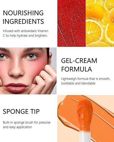 Miniatura 5 de Rubor líquido, maquillaje de rubor crema, rubor mate de aspecto natural para mejillas, ligero, sensación transpirable, de larga duración, a prueba