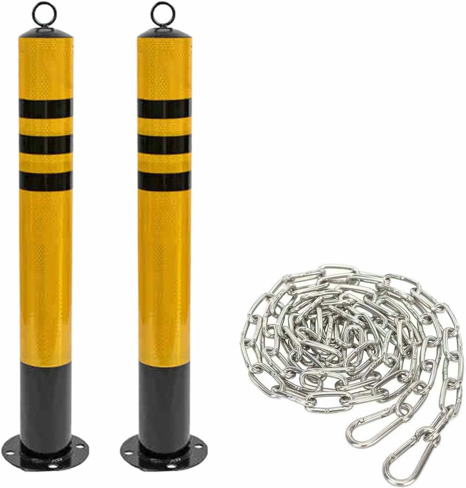 LWJSOCP Portable Traffic Bollard with Chain, Safety Post for Traffic Control/Driveway, Metal Ground Traffic Barrier, Durable Parking Post Cover