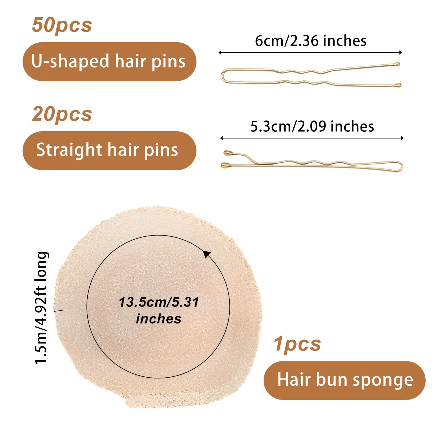 Hair Sponge for Updo 4.92ft Long Hair Padding Updos Hairs Filler Bun Maker Bumps Volume Insert Styling Tool for Women Men Instant Buns & Voluminous Updos (Gold) - Image 2